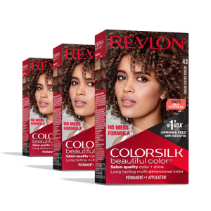 Revlon Colorsilk Beautiful Color Permanent Hair Color, (OLD VERSION) 43 Medium Golden Brown (Pack of 3)
