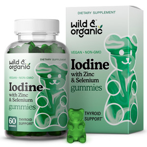 Wild & Organic Iodine Gummies 250mcg - Immune Support Complex w/Potassium Iodide - Selenium Zinc Iodine Supplement for Immunity & Overall Support - 6
