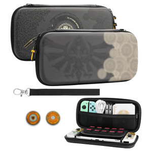 FUNDIARY Black Carrying Case for Nintendo Switch and Switch OLED with Zelda Kingdom Design, Shockproof Accessories with Protable Travel Case Bulit-in