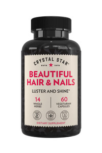 Crystal Star Beautiful Hair & Nail Supplement (60 Capsules)  Herbal Supplement Supports Thicker Stronger Hair & Nails  Horsetail, Nettle & Alfalfa