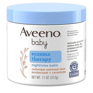 Aveeno Baby Eczema Therapy Nighttime Body Balm, Moisturizing Eczema Treatment, Ceramides, Triple Oat Complex, Soothes Dry, Itchy Skin, Hypoallergenic