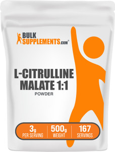 BulkSupplements.com L-Citrulline Malate 1:1 Powder - Citrulline Powder, Amino Acid Supplement - Unflavored & Gluten Free - 3g per Servings, 500g (1.1