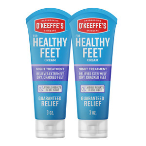 O'Keeffe's for Healthy Feet Night Treatment Foot Cream - 3 oz Tube (2 Pack) - Guaranteed Overnight Relief for Extremely Cracked, Dry Feet, Repairing