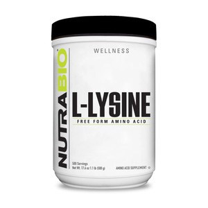 NutraBio L-Lysine Powder 500g  Essential Amino Acid for Protein Metabolism, Collagen Support, & Immune Health  Pure, Unflavored, Non-GMO, Vegan- 50