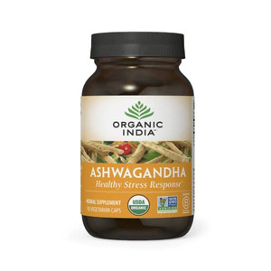 ORGANIC INDIA Ashwagandha Capsules - Organic Ashwagandha Supplement - Vegan Ashwagandha Root, Gluten-Free, Kosher, Non-GMO, Supports Stress Relief, E