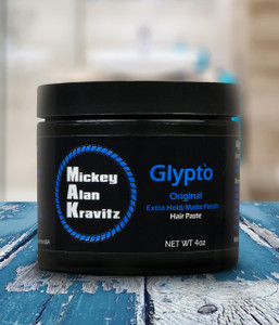 Mickey Alan Kravitz Glypto Blue (the original) concentrated extra hold sculpting hair paste, matte finish, water base, non comedogenic, won't clog po