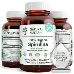 Natural Nutra 100% USDA Organic Spirulina Tablets, Helps Maintain Body Fats, Promotes Liver Health, Promotes Immune System, Helps Improve Metabolism,