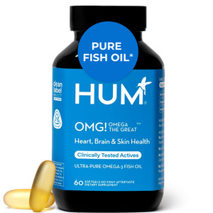 HUM OMG! Omega The Great Triple Omega 3 Fish Oil Supplement for Women & Men with Vitamin E, DHA & EPA, Skin Care & Skin Tone Support for Heart & Brai