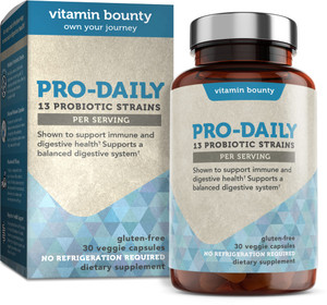 Vitamin Bounty Pro-Daily Probiotic 5 Billion CFU - 13 Strains with Lactobacillus Acidophilus & Bifidobacterium for Digestive Health - Probiotics for