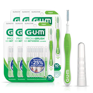 GUM Proxabrush Go-Betweens - Tight - Interdental Brushes - Soft Bristled Dental Picks for Plaque Removal Health - Safe for Braces & Dental Devices, 1