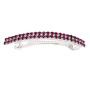 Rosemarie Collections Women's Classic Style Double Row Crystal Rhinestone Locking Hair Clip Barrette, 3" (Amythest Purple)