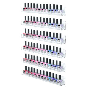 FEMELI Nail Polish Wall Rack: 6 Shelves 15 Inch Clear Acrylic Nail Polish Organizer for 66-90 Bottles Multi-Purpose Acrylic Floating Shelves (15 Inch