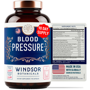 Blood Pressure Support Supplement - Green Tea, Hibiscus, Hawthorn, Garlic - Blood Pressure Vitamin, Mineral and Activated Naturals - 3 Month Supply,