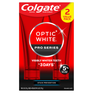Colgate Optic White Pro Series Teeth Whitening Toothpaste with 5% Hydrogen Peroxide, Stain Prevention, Mint, 3 Ounces (2 Pack)