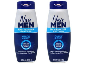 Nair Hair Remover for Men Hair Remover Body Cream, 12 oz (2-Pack)