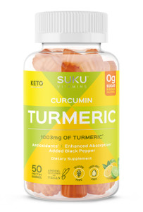 SUKU Turmeric Curcumin Sugar Free Gummies with 1003mg of Turmeric - Black Pepper Protects Liver, Improves Digestion, Inflammation Response & Joint He