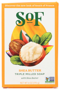 South of France Shea Butter Bar Soap, Gluten Free, Cruelty Free, 6 Ounce (Pack of 3)
