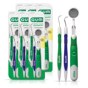 GUM Oral Care Dental Cleaning Kit, Dental Mirror with Light, Explorer Pick, and Dental Scaler, Professional Quality Stainless Steel Dental Tools, Eas