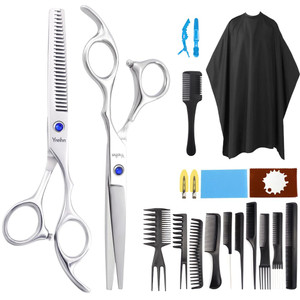 Hair Cutting Scissors, Yreihn 21Pcs Professional Thinning Layering Shear Comb Razor Cape for Women Men Children Kids, Barber Salon Home Use Hairdress