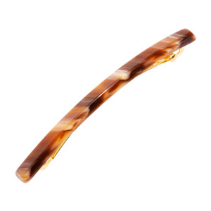 France Luxe Brown Hair Barrette for Women with Thin Hair, Elegant Long & Skinny French Barrette, Strong Hold, Lightweight, Damage-Free Design, Carame