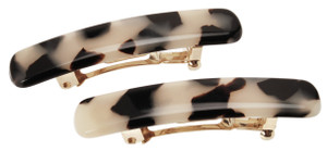 France Luxe Mini Rectangle Barrette Pair, Classic, Handmade French Barrettes for Women, Matching Set of 2 Hair Clips for Everyday Wear, Womens Hair