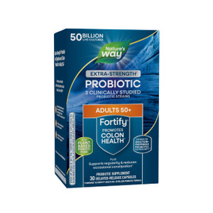 Natures Way Fortify Extra Strength(1) Probiotic Adults 50+, 50 Billion Live Cultures, Prebiotics, Probiotics for Digestive Health*, Immune Support*,
