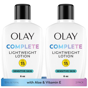 Olay Complete Lotion Moisturizer with SPF 15 Sensitive, 6.0 oz each, 2-pack