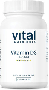 Vital Nutrients Vitamin D 5000 IU - Vitamin D3 Supplement - Healthy Bones, Teeth, Muscles*- Cellular & Immune Function - Calcium Absorption - Gluten,
