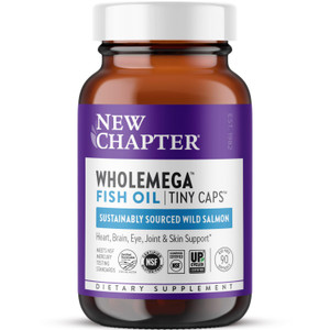 New Chapter Wholemega Fish Oil Supplement, Tiny Capsules, 2000mg per Serving, Clinically Proven Wild Alaskan Salmon Oil with Omega-3 + Vitamin D3 + A