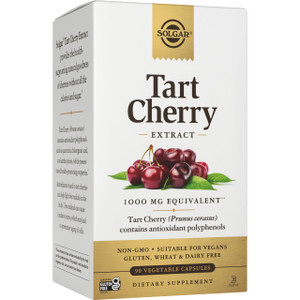 Solgar Tart Cherry 1000 mg, 90 Vegetable Capsules - Antioxidant with Quercetin, Chlorogenic Acid & Anthocyanins Compounds - Non-GMO, Vegan, Gluten Fr