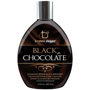 Brown Sugar Black Chocolate Tanning Lotion, Advanced 200X Black Bronzer with Double Dark Chocolate Extract & Organic Butters, 13.5 Fl Oz