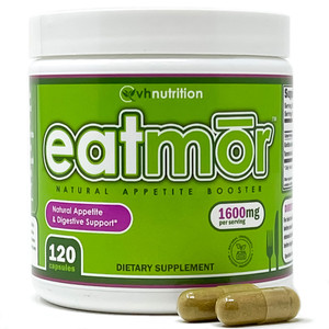 VH Nutrition Eatmor | Appetite Booster | Weight Gain Pills* for Women and Men | Designed for Women with Gentian, Ginger, Alfalfa | 120 Easy-to-Swallo