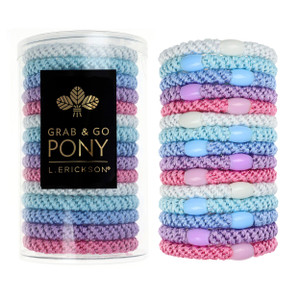 L. Erickson Pastel Hair Ties for Thick Hair, Grab & Go Pony Tube, 15 Pack, Pastel, Thick No-Crease Bands with Strong Hold, Damage-Free Design, Soft S