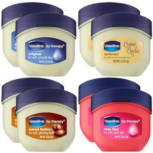 Vaseline Lip Therapy Variety 8-Pack  Original, Crème Brûlée, Rosy Lips, Cocoa Butter Mini Lip Balms for Soft, Glowing, and Deliciously Kissable Lips
