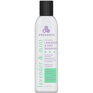 AWEGANICS Lavender Mint Hair Shampoo - Inspiring Natural Aromatherapy Invigorating Purple Shampoos - Hydrating, Cleansing, Moisturizing - Paraben-Fre