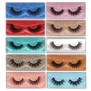 3D Faux Mink Lashes Wholesale Lashes Bulk 30 Pairs False Eyelashes Wispy 18mm Natural 10 Styles Mixed Soft Reusable Fake Eyelashes Pack with Glitter