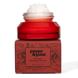 Poppy & Pout Natural Lip Scrub, Moisturizing Sugar Scrub for Dry Lips, Lip Scrubber Exfoliator with Essential Oils Smooths and Hydrates Lips, In Recy