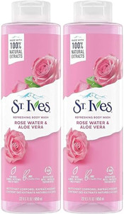 St. Ives Refreshing Body Wash, Rose Water & Aloe Vera, 22 Fluid Ounce (Pack of 2)
