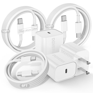 DGVERS Fast Charger for iPhone 17 16 15 Charger Fast Charging 3Pack, 6+10+10ft USBC to USBC Cable Cord &20W Type C Block for iPhone 17/17 Air/17 Pro