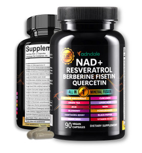 Adndale Liposomal NAD Supplement. Longevity Formula NMN Supplement Alternative. 90CT Advanced NAD+ Resveratrol