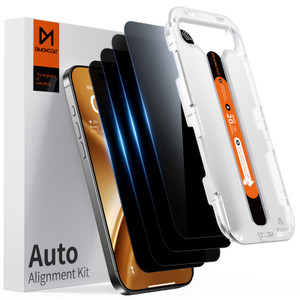 DIMONCOAT 4-PACK Privacy Screen Protector Compatible with iPhone 16 Plus [Auto Alignment Kit] [10X Military Protection] 16 Plus 6.7 inch Tempered Gla