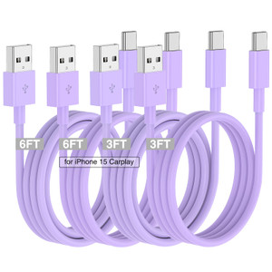 Car Carplay Cable for iPhone 17 16 15 Charger Cord,3/3/6/6FT USB A to USB C Cable for iPhone 17 Pro Max/16 Pro/15 Plus Charger,USB C Car Charger for