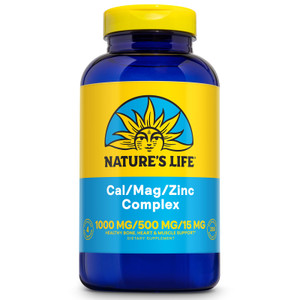 Nature's Life Cal Mag Zinc Complex - Calcium (1000 mg), Magnesium (500 mg), Zinc (15 mg), & D3 Supplement, Trace Mineral Support for Bones & Teeth, V