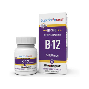 Superior Source No Shot Methylcobalamin B-12 5000 mcg - Vitamin B-12 to Support Energy Production, Brain Health & Overall Wellness - Sublingual Table
