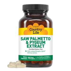 Country Life Saw Palmetto & Pygeum Extract - Prostate Health Supplement for Men's Health - Promotes Healthy Urinary Tract Function, 90 Capsules