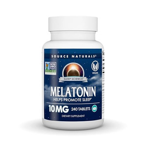 Source Naturals Sleep Science Melatonin, Non-GMO Validated - Helps Promote Sleep* - 10 mg - 240 Vegan Tablets