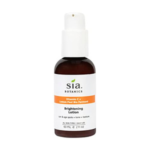 Sia Botanics Brightening Face Lotion (59ml/2oz Pump Bottle) | Facial Moisturizer w/Vitamin C, Lemon Peel Bio Ferment, Aloe Vera | Natural, Clean, Bot
