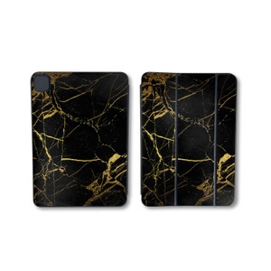 Skin Compatible with Apple Smart Folio for iPad Pro 13-inch (M4/M5) 2025 - Black Gold Marble - Premium 3M Vinyl Protective Wrap Decal Cover - Easy to