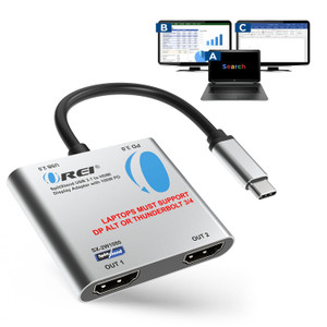 OREI SplitExtend HDMI Splitter Extended Display for Windows Only Dual Monitor - Multi-Monitor Display 3 Separate Screens - USB-C Adapter to HDMI 2.0,