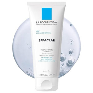 La Roche-Posay Effaclar Medicated Gel Cleanser, 2% Salicylic Acid Cleanser + LHA + Glycerin, Foaming Acne Face Wash, Helps Clear & Prevent Acne Break